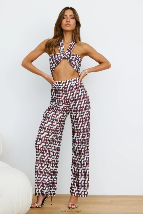 kleding Hello Molly mooie crop top bruin XR2L7994