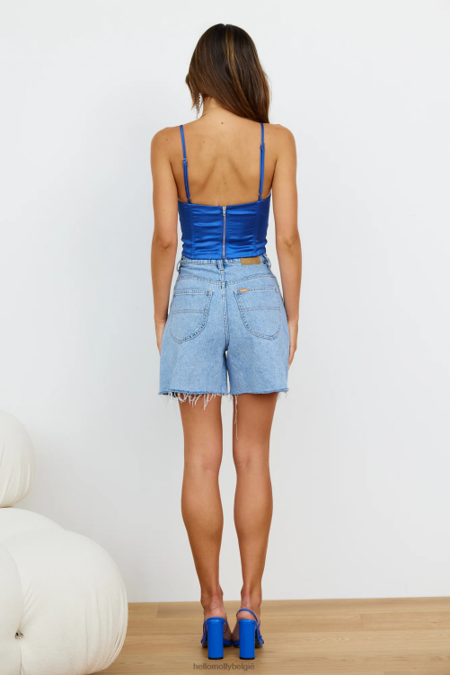 kleding Hello Molly nieuwe regels crop top blauw XR2L8174