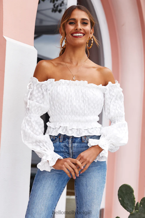 kleding Hello Molly over de weg crop top wit XR2L8097