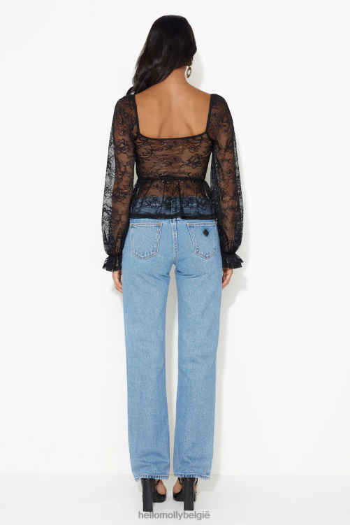 kleding Hello Molly romantic story kanten crop top zwart XR2L7966