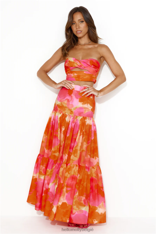 kleding Hello Molly runaway ayla top oranje bloemen XR2L7959