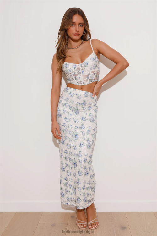 kleding Hello Molly sierlijk aanvoelende kanten crop top blauw XR2L7967