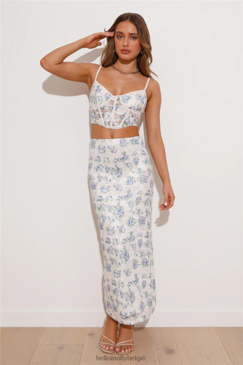 kleding Hello Molly sierlijk aanvoelende kanten crop top blauw XR2L7967
