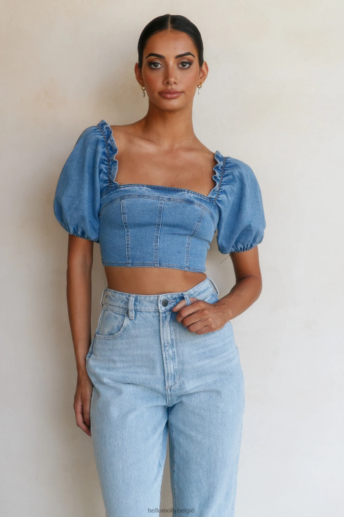 kleding Hello Molly stap terug crop blauw XR2L8396