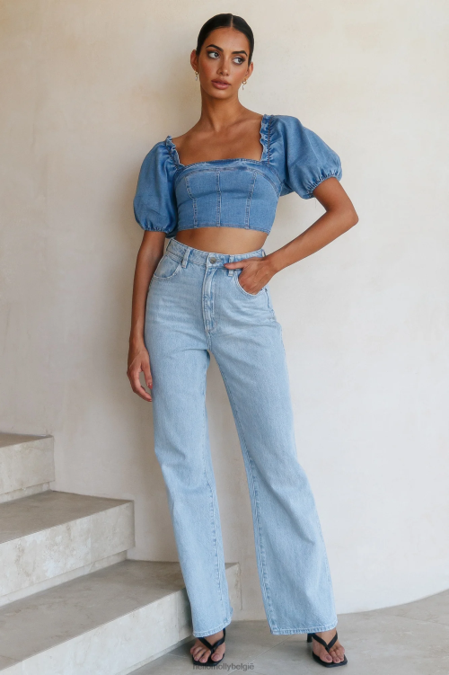 kleding Hello Molly stap terug crop blauw XR2L8396