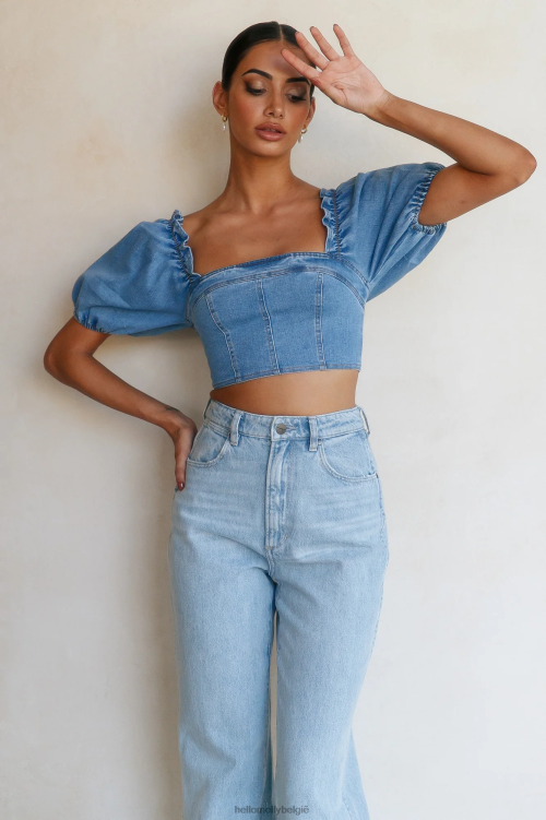 kleding Hello Molly stap terug crop blauw XR2L8396