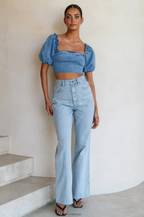 kleding Hello Molly stap terug crop blauw XR2L8396