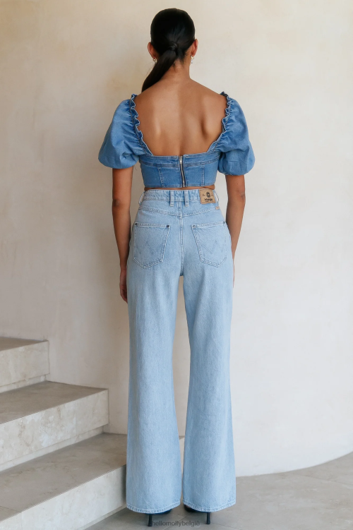 kleding Hello Molly stap terug crop blauw XR2L8396