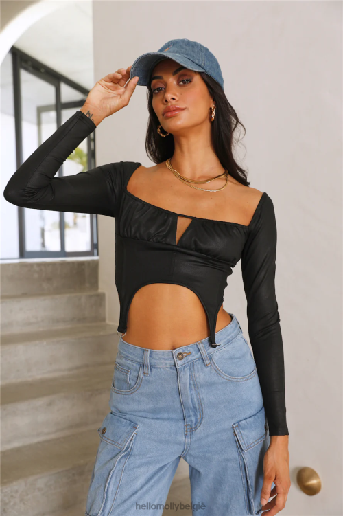kleding Hello Molly vergeet nooit crop zwart XR2L8286