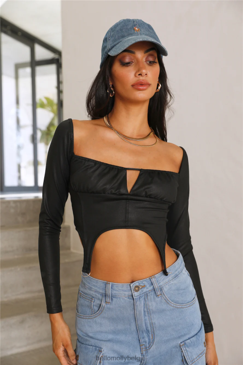 kleding Hello Molly vergeet nooit crop zwart XR2L8286