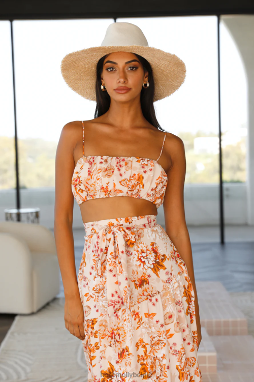 kleding Hello Molly verse mokka crop bloemen XR2L8419