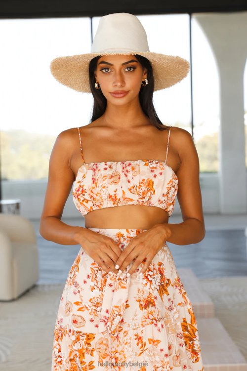 kleding Hello Molly verse mokka crop bloemen XR2L8419