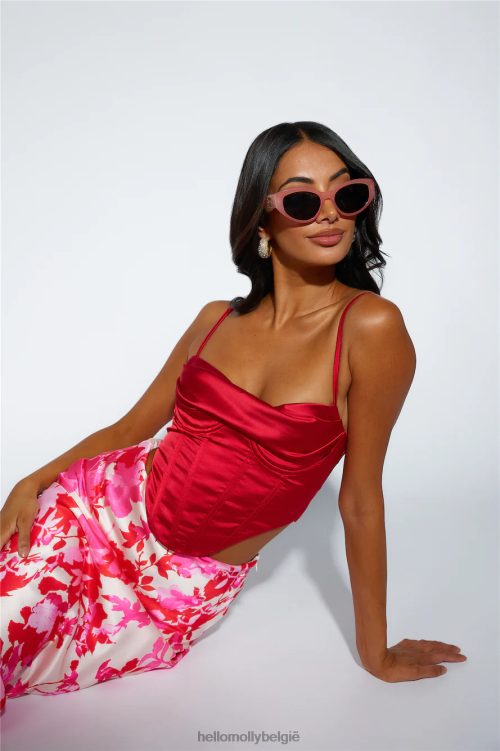 kleding Hello Molly vetgedrukte stappen snijden rood XR2L8091