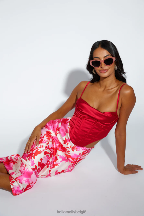 kleding Hello Molly vetgedrukte stappen snijden rood XR2L8091